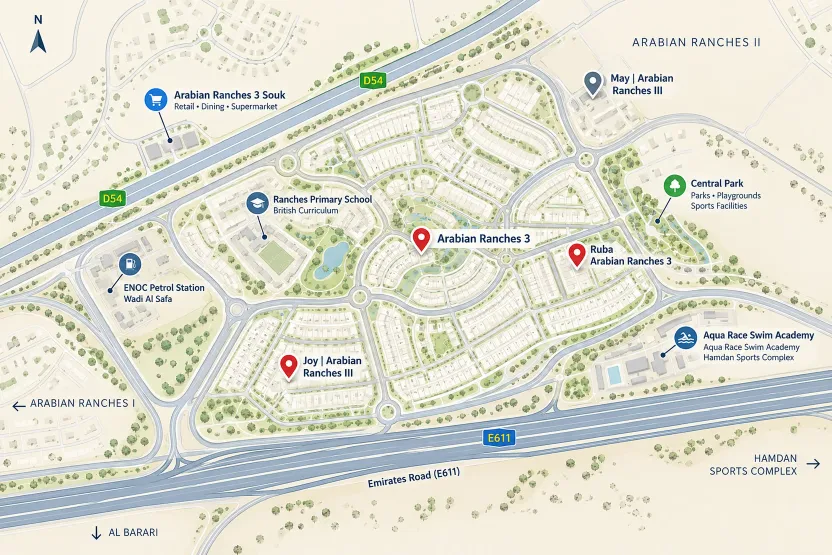 Arabian Ranches 3 location