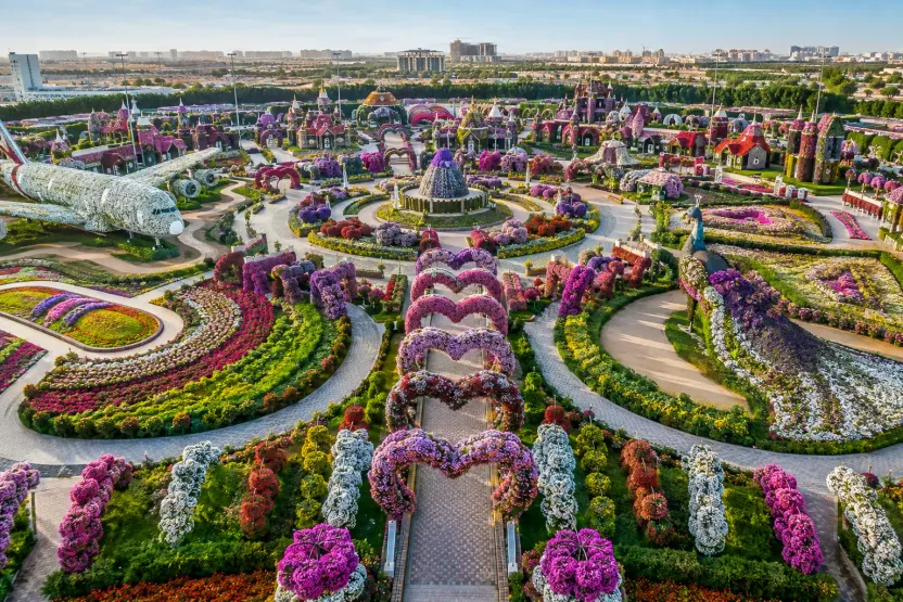 How is the Dubai Miracle Garden laid out