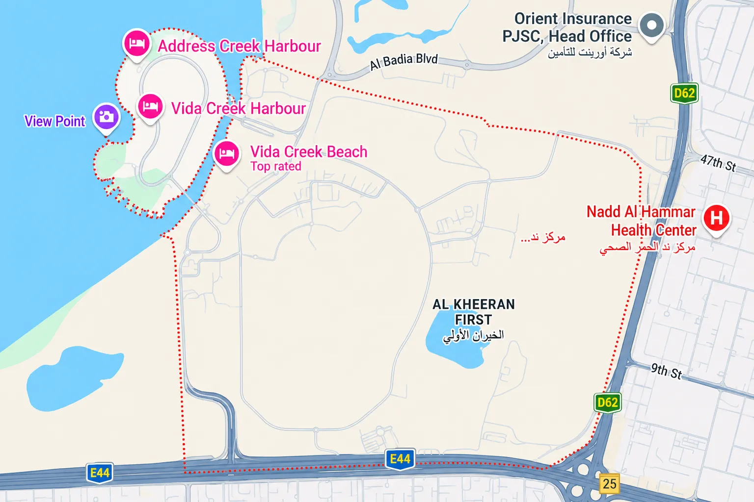 Location and connectivity in Dubai Creek Harbour