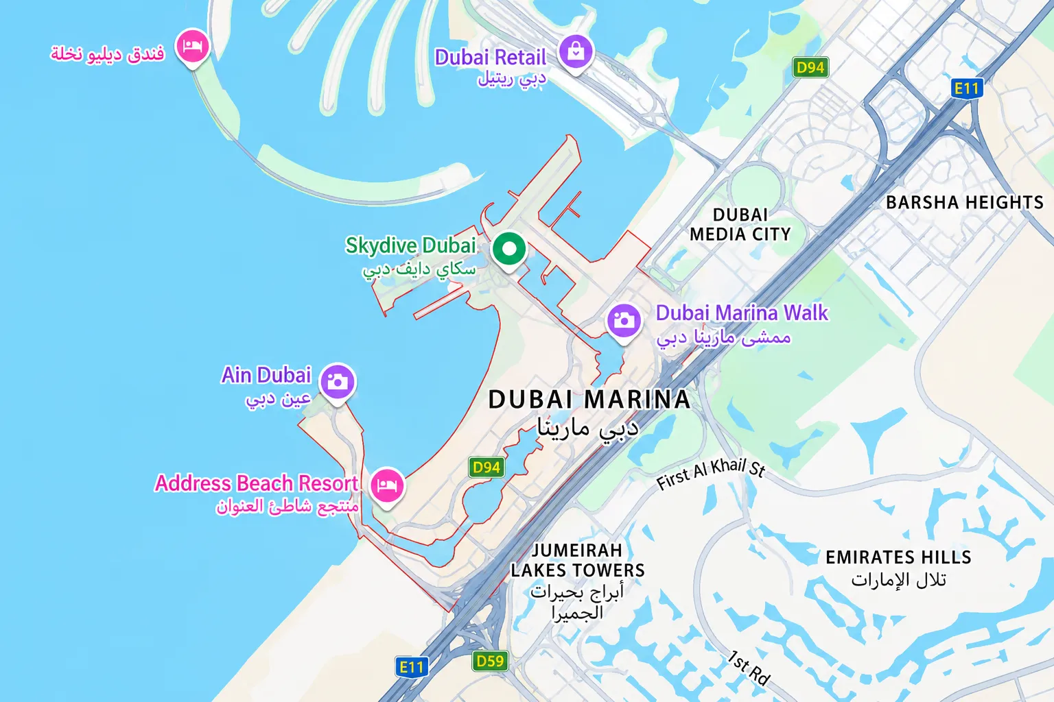 Location and connectivity in Dubai Marina