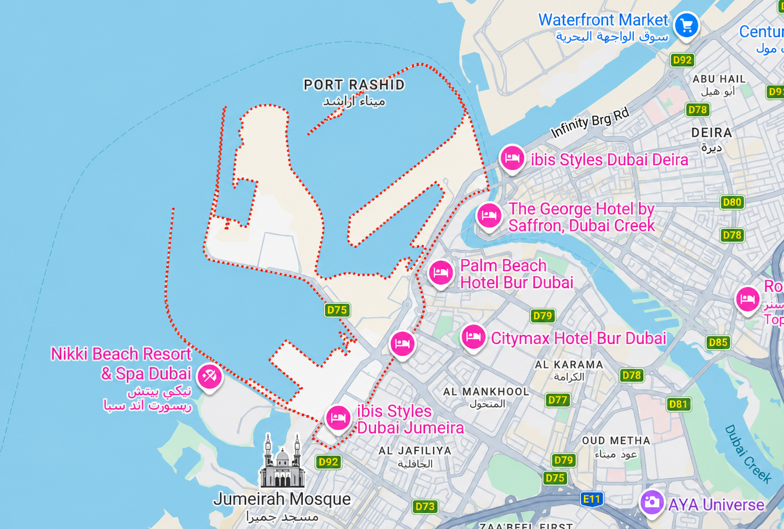 Location and connectivity in Dubai Maritime City (DMC)