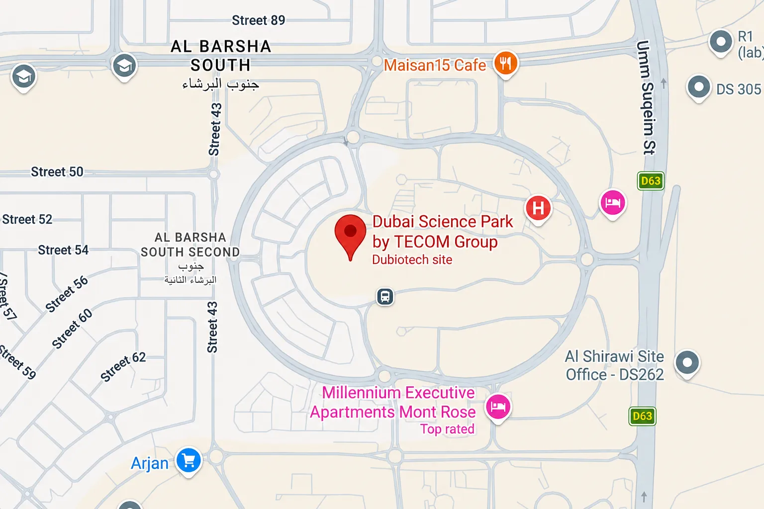 Location and connectivity in Dubai Science Park
