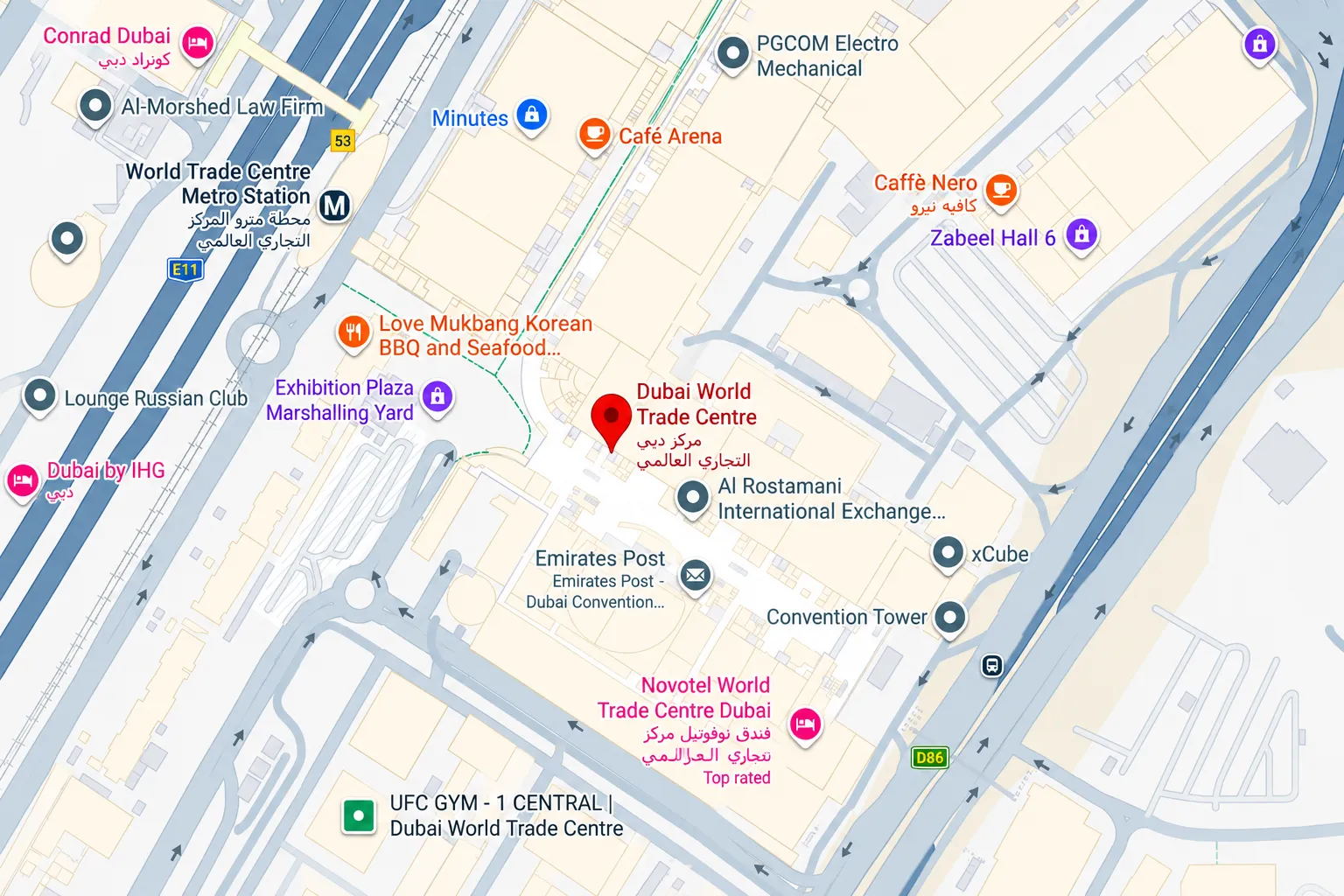 Location and connectivity in Dubai World Trade Centre
