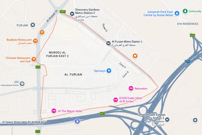 Location & connectivity in Al Furjan