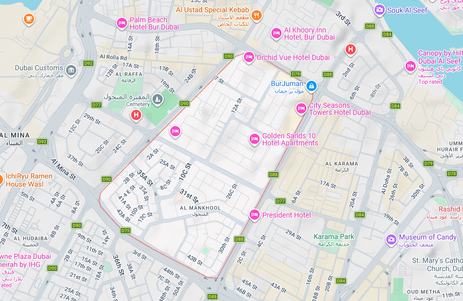 Location & connectivity in Al Mankhool