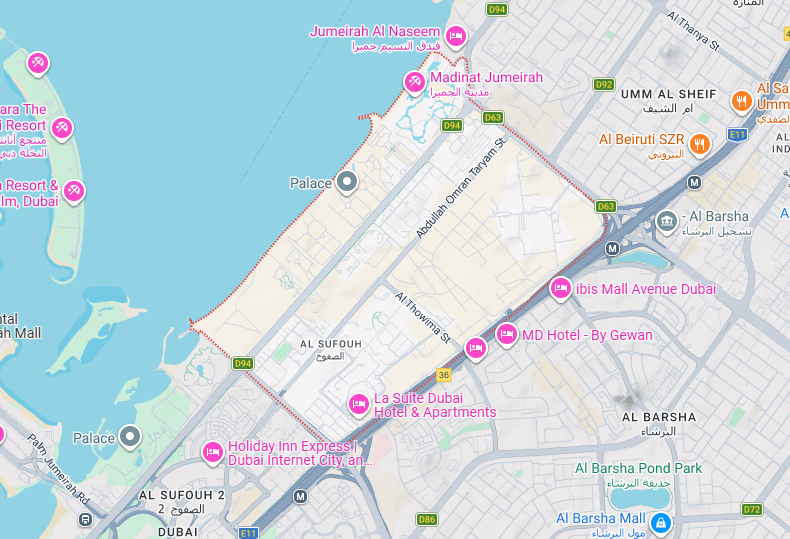 Location & connectivity in Al Sufouh 1