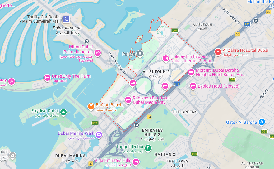 Location & connectivity in Al Sufouh 2