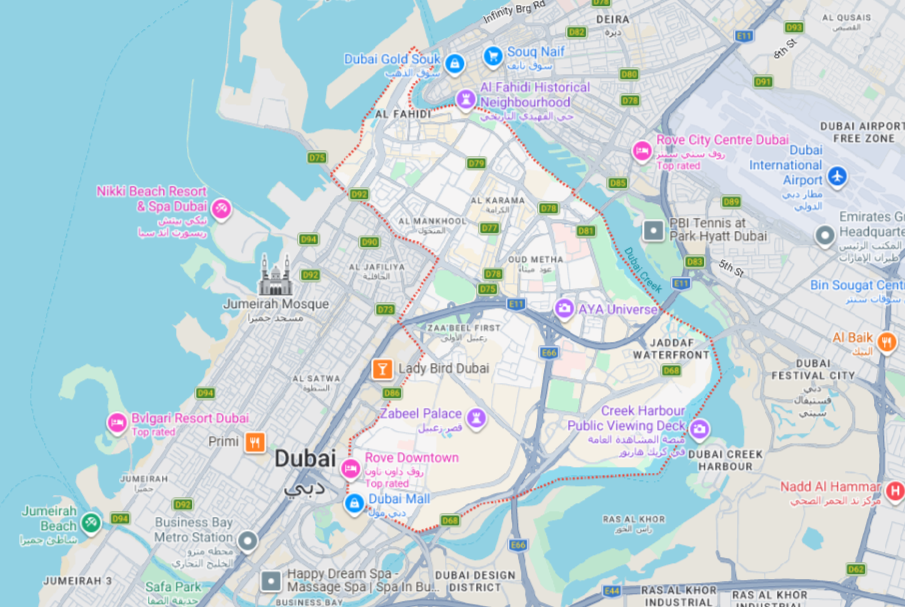 Location & connectivity in Bur Dubai