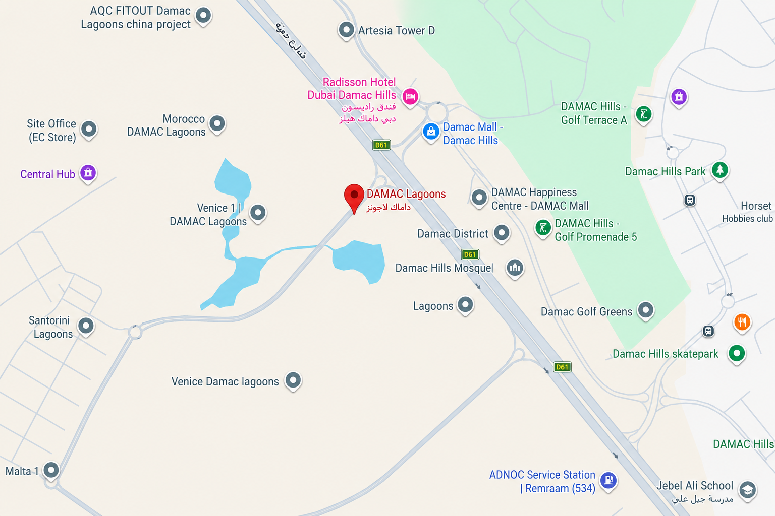 Location & connectivity in DAMAC Lagoons