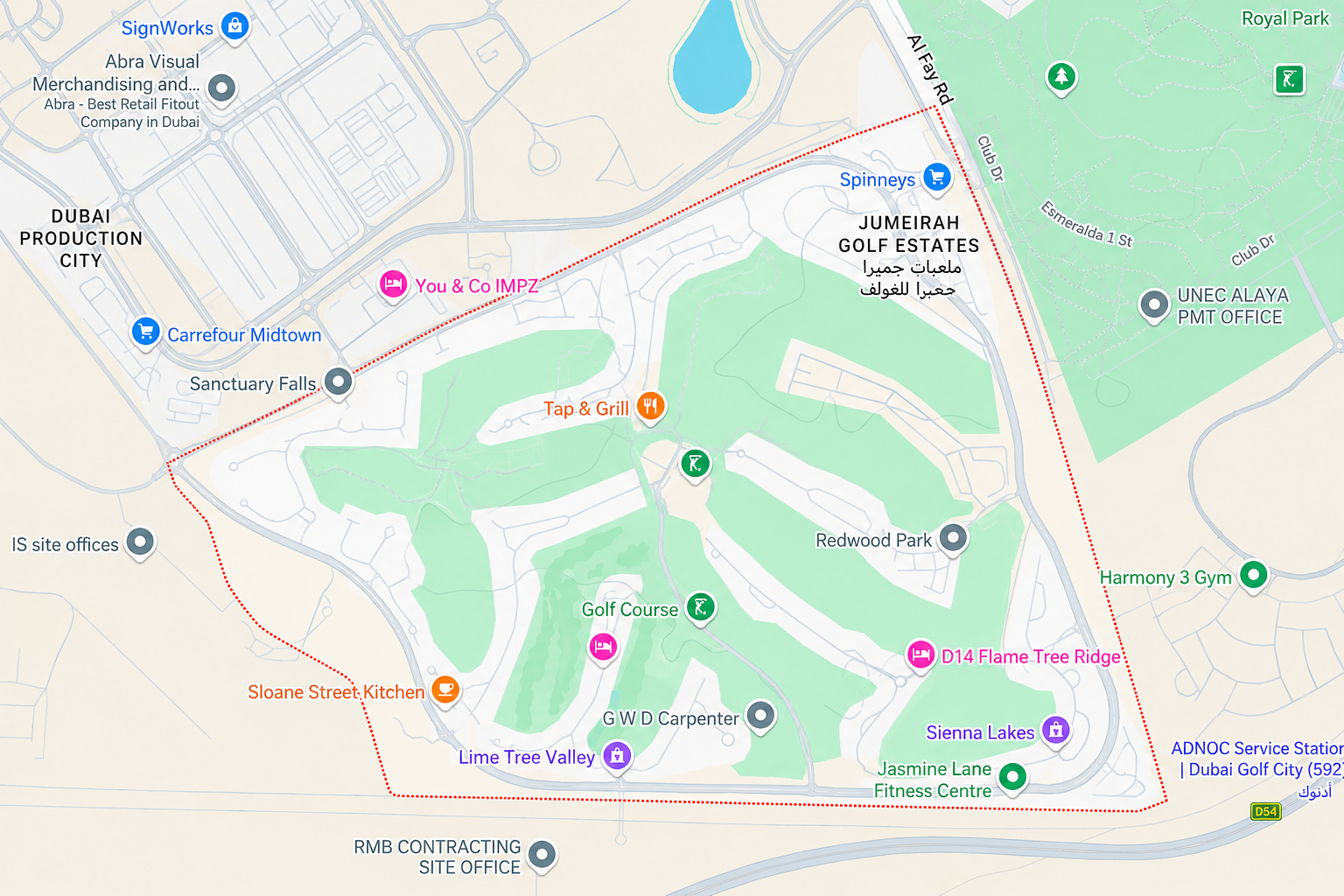Location & connectivity in Jumeirah Golf Estates (JGE)