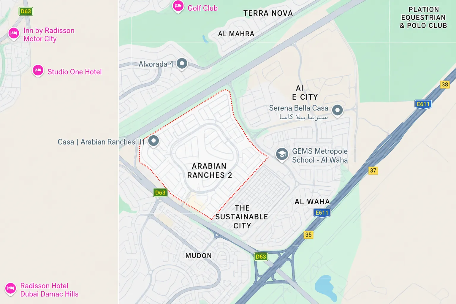 Location & connectivity in the Arabian Ranches 2