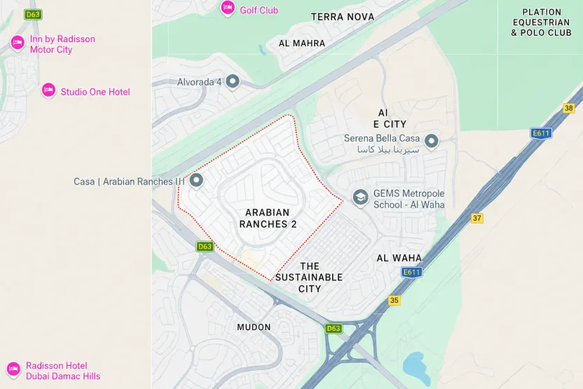 Location & connectivity in the Arabian Ranches 2