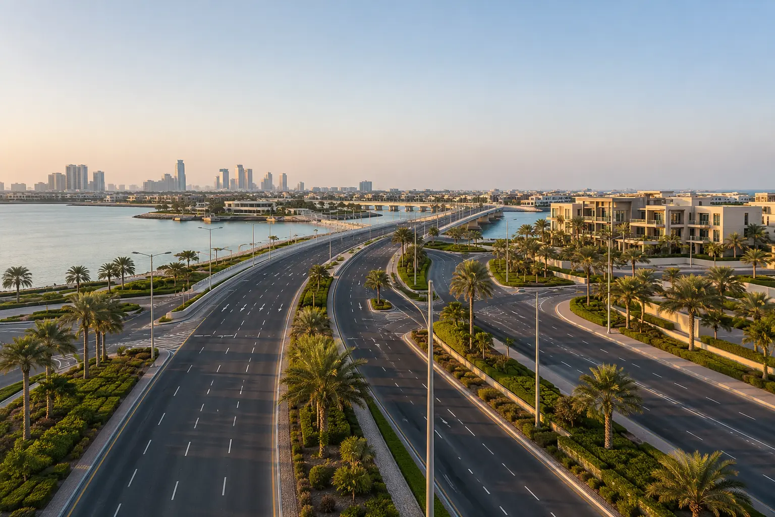 Road and transport connections at Marsa Al Saadiyat