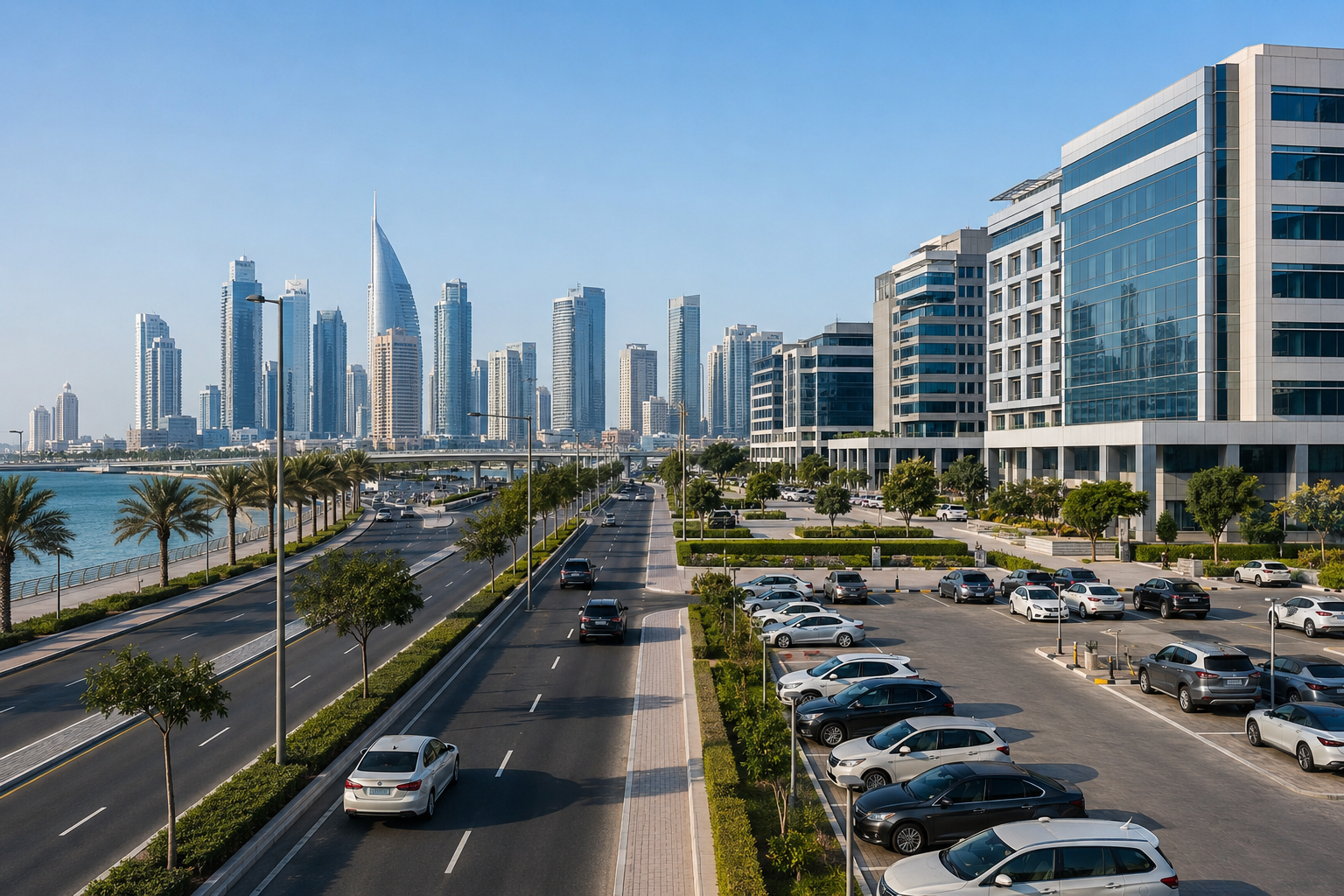 Transportation and parking in Dubai Maritime City (DMC)