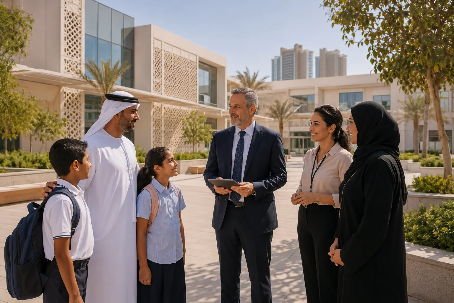 Who manages the schools in Abu Dhabi