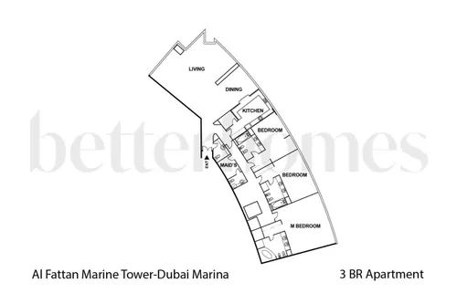 3 Bedrooms Penthouse in Al Fattan Marine Towers