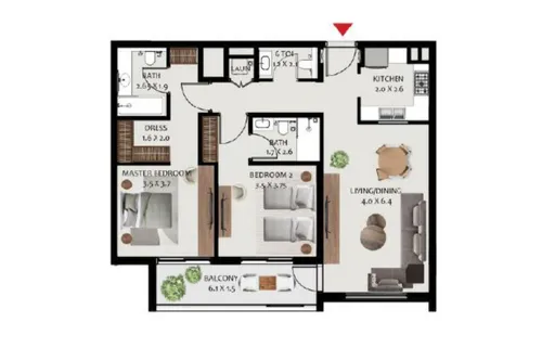 2 Bedrooms Apartment in Hillside Residences