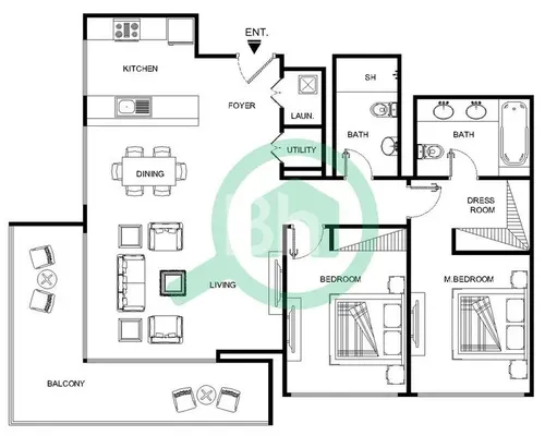 2 Bedrooms Apartment in The Cove Building 1