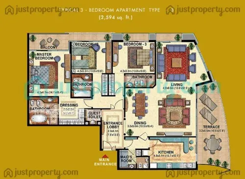 3 Bedrooms Apartment in Marina Mansions