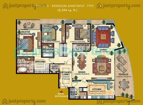 3 Bedrooms Apartment in Marina Mansions