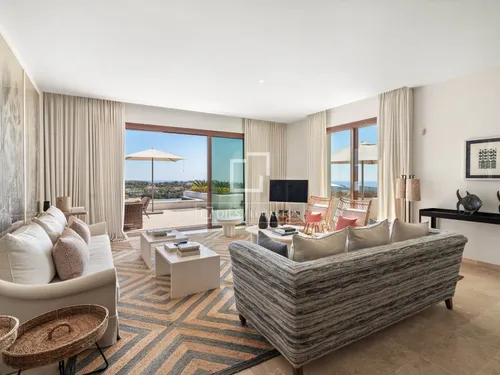 A secluded Finca Cortesin villa overlooking the golf course and the Mediterranean for sale in Casares