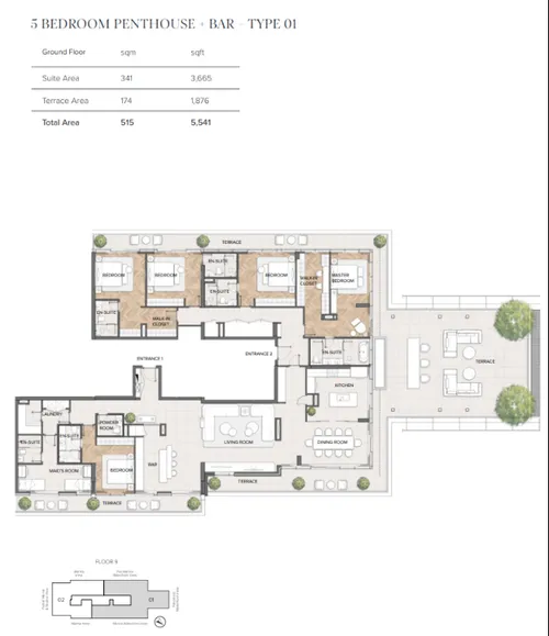 5 Bedrooms Penthouse in Residences Du Port