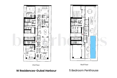 5 Bedrooms Penthouse in W Residences Dubai Harbour