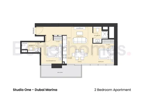 2 Bedrooms Apartment in Studio One